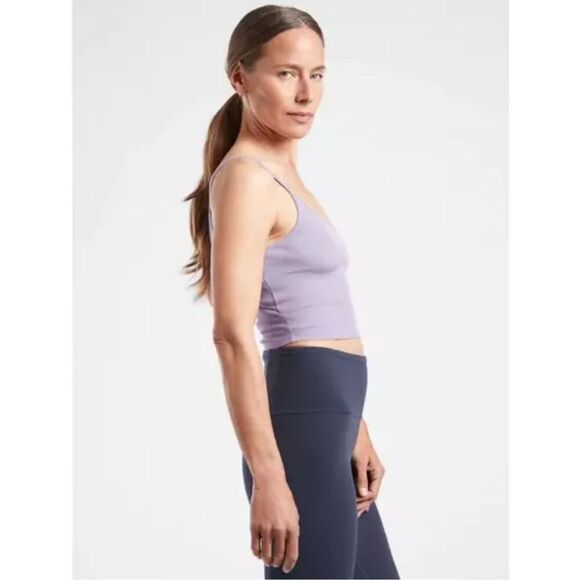 Athleta Twist Back Ribbed Crop Tank Womens 1X Purple Stretch Athleisure Workout - Picture 10 of 10
